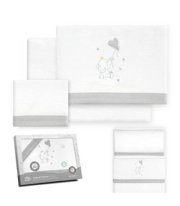 Sabana franela coche minicuna 82 x 51 cm elefante globo gris