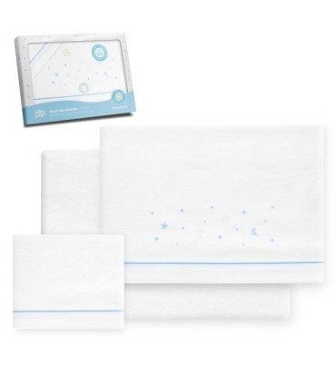 Sabana franela coche minicuna 82 x 51 cm estrellas celeste