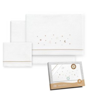 Sabana franela coche minicuna 82 x 51 cm estrellas camel