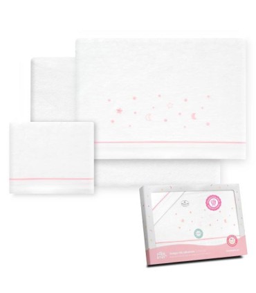 Sabana franela coche minicuna 82 x 51 cm estrellas rosa