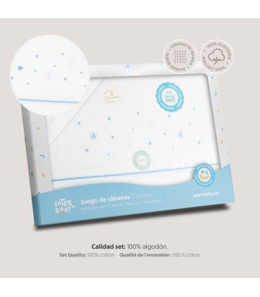 Sabana franela cuna estrellas celeste