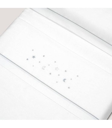 Sabana franela cuna estrellas gris
