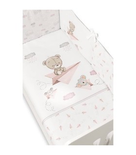 Edredón con chichonera koala y oso en cometa rosa