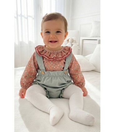 Conjunto pololo con camisa cuello volante siroco terracota