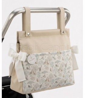 Talega poli piel Camel con tejido safari