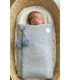 Saco para capazo bebé pompones azul