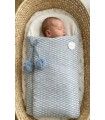 Saco para capazo bebé pompones azul