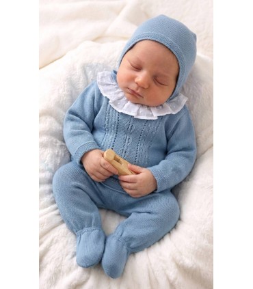 Conjunto hilo cuello camisero azulón