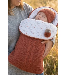 Saco capazo lana teja con interior estampado