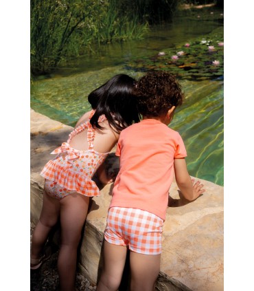 Boxer cuadros melocotón