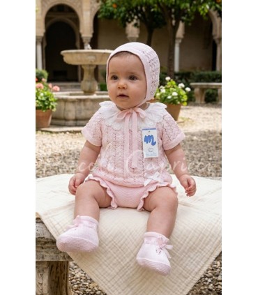 Conjunto 4 piezas rosa hilo