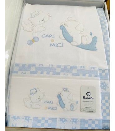 Conjunto de funda nórdica y nórdico con chichonera "CARI A MICI" Pastello