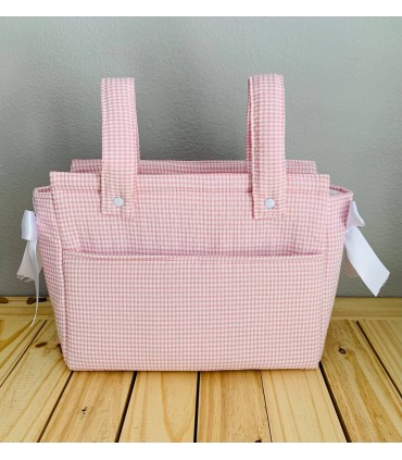 Talega bolsillo y lazos vichy rosa