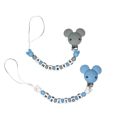 Chupetero silicona orejitas mickey azul/gris1