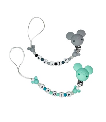 Chupetero silicona orejitas mickey verde/gris