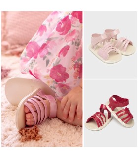 Sandalia cierre velcro rosa