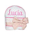 Mochila personalizada blanca lazo