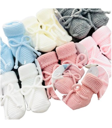 Patucos lana bebé lacito